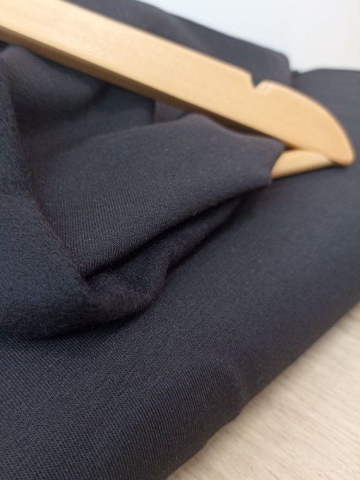 French Terry Brossé Noir - par 10 cm