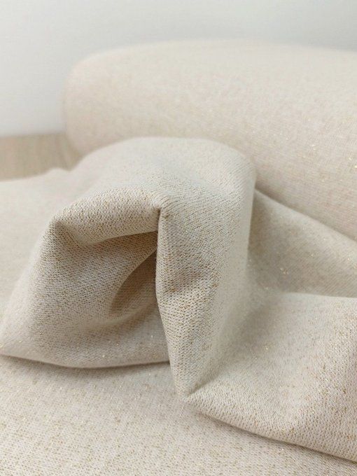 Bord-côtes tubulaire Beige Lurex Or - par 10 cm 