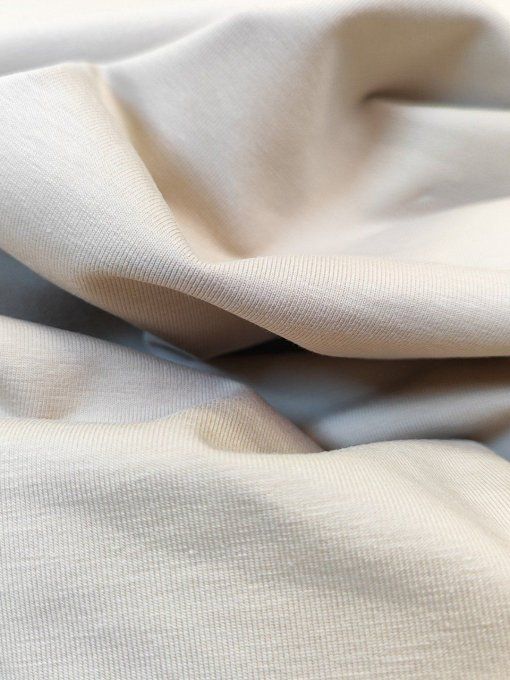 Jersey de Coton Uni Beige Clair - par 10 cm