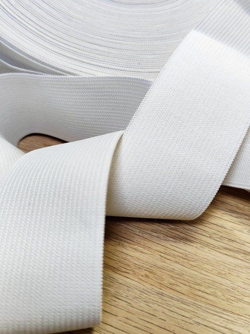 Élastique Tissé Souple 40 mm - Blanc - par 10 cm