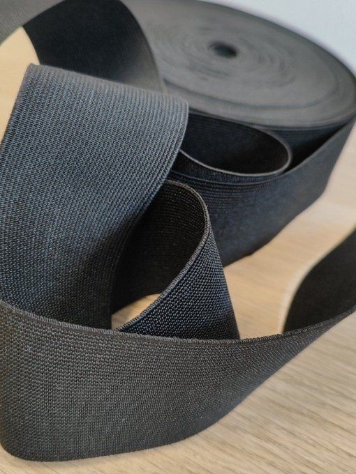 Élastique Tissé 50 mm - Noir - par 10 cm