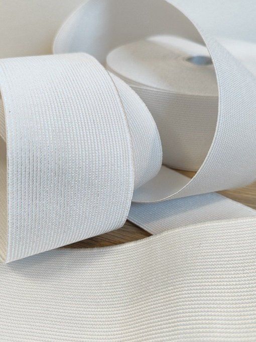 Élastique Tissé 50 mm - Blanc - par 10 cm
