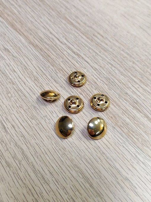 Boutons Métal Doré - 15 mm