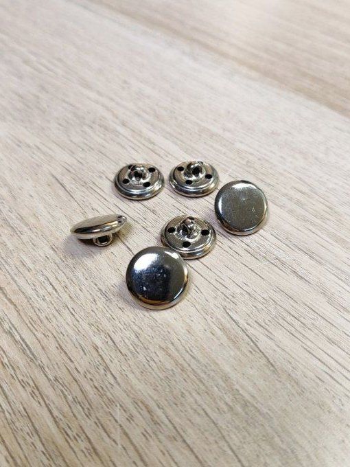Boutons Métal Argent - 15 mm