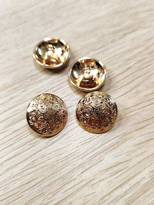 Boutons Décoratifs Creux Métal Doré - 15 mm