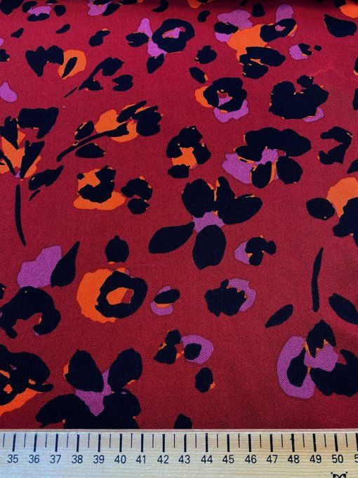 Twill de Viscose Fléo Rouge - par 10 cm