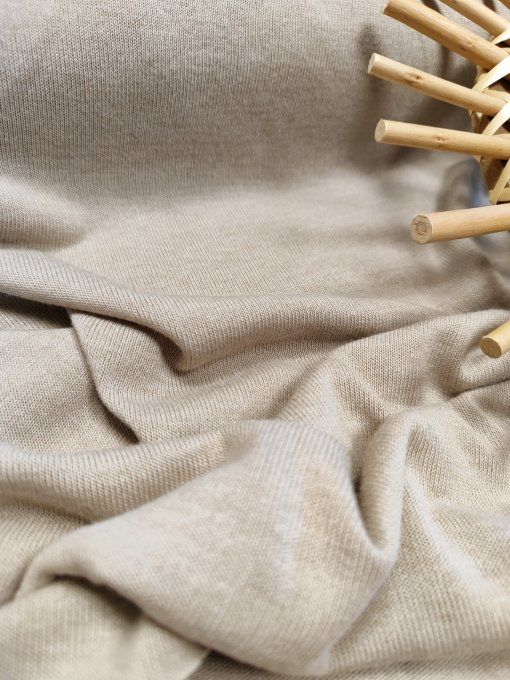 Maille Tricot Fine Beige Naturel - par 10 cm