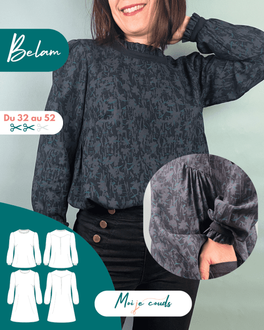 Mon Joli Coffret - La robe Belam - Popeline de viscose Bagheera Anthracite- Eglantine et Zoé