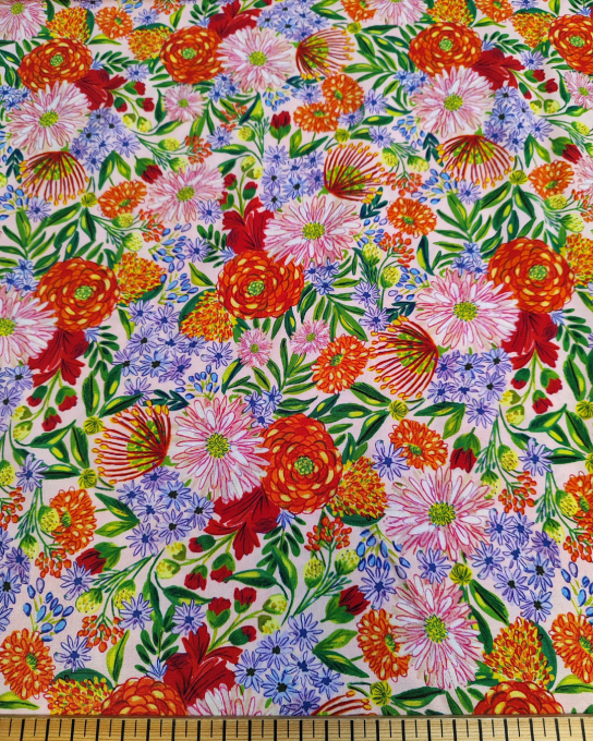 Popeline de viscose Floréale Rose - Ecovero - Coupon 1.20m