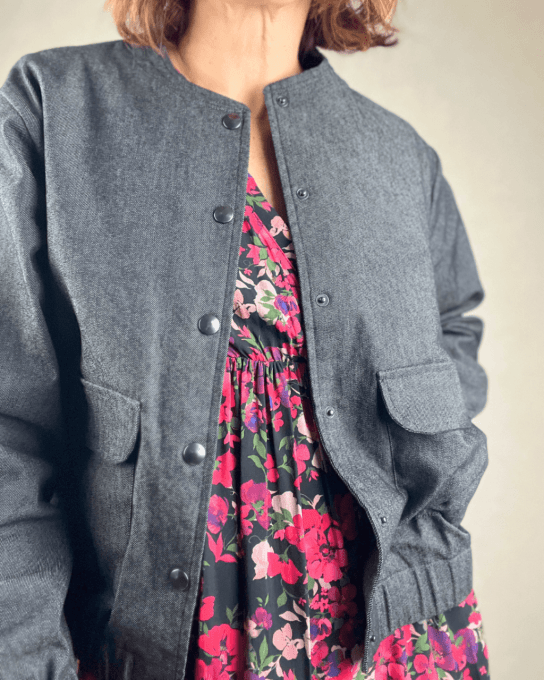 Mon Joli Coffret - La Veste Snap - Jersey Interlock de coton Denim - Pressions  