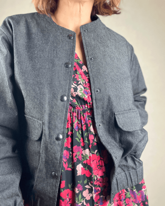 Mon Joli Coffret - La Veste Snap - Jersey Interlock de coton Ecru - Pressions 