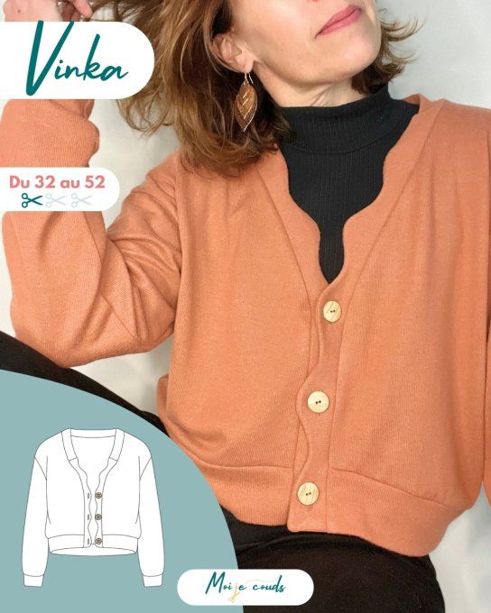 PDF-Patron Le Gilet Vinka du 32 au 52 - VERSION NUMERIQUE  -