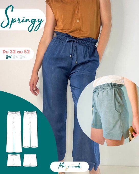 Patron Le pantalon et short SPRINGY du 32 au 52 - VERSION POCHETTE  