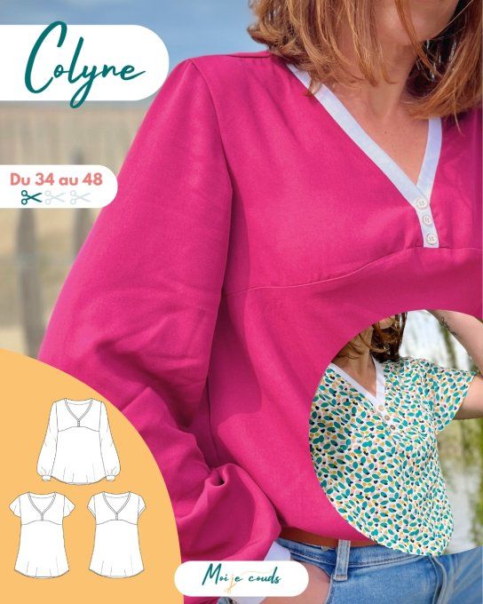 Patron La blouse COLYNE du 34 au 48 -VERSION POCHETTE-