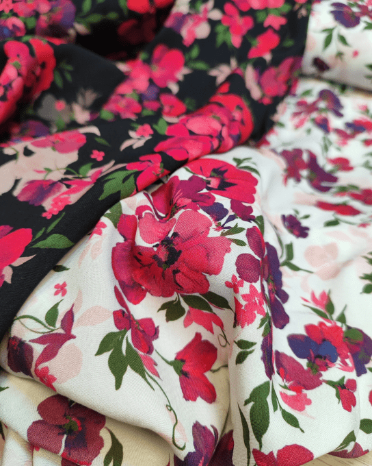 Popeline de viscose Scarlett Noir - Ecovero - par 10 cm 