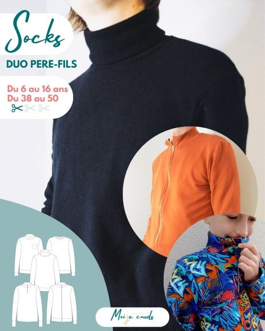PDF-Le pull Socks Duo Homme 38-50 / Garçon 6-16 ans- VERSION NUMERIQUE-