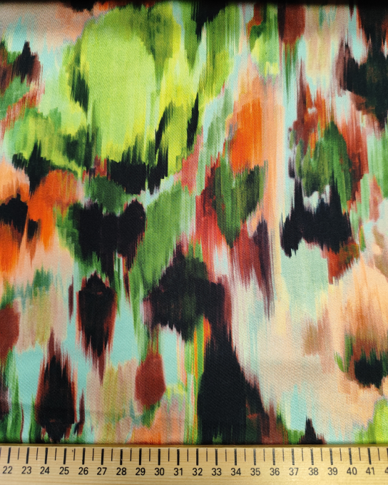 Satin de Viscose Stretch Vibrato Verte - par 10 cm 