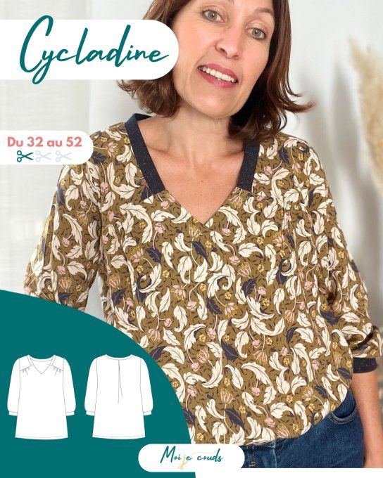  Patron Blouse CYCLADINE du 34 au 52 -VERSION POCHETTE-