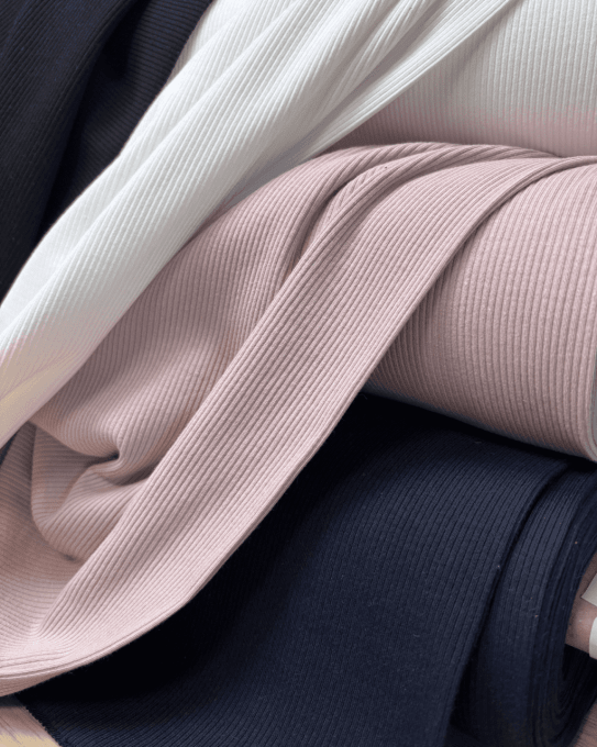Jersey de Coton Fines Côtes Bleu Nuit - Coupon 1m