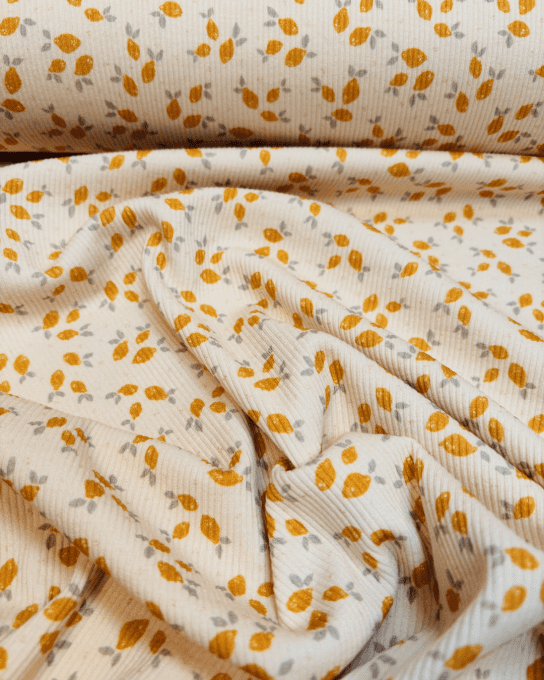 Jersey de Coton Fines Côtes Lemon - par 10 cm 