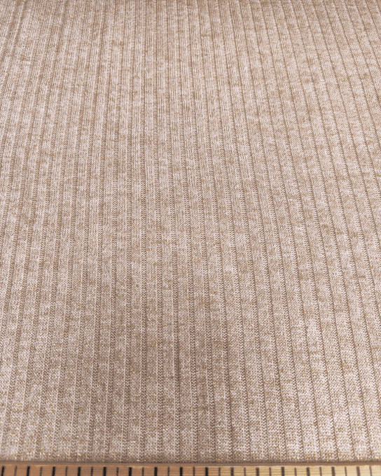 Maille Tricot Côtelé Sable doré Lurex- par 10 cm 