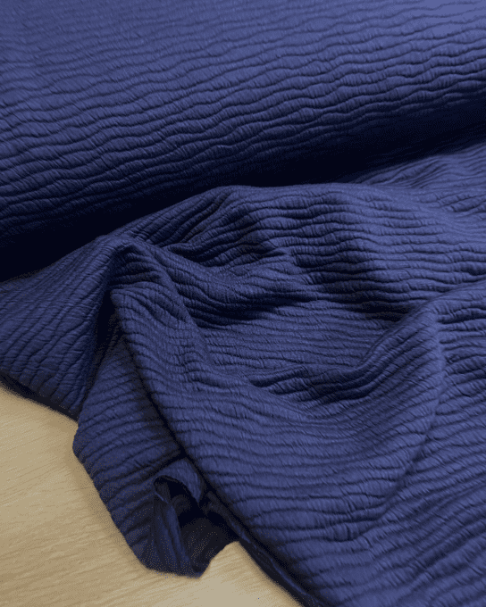 Jersey jacquard Structuré Ondine Marine- par 10 cm 