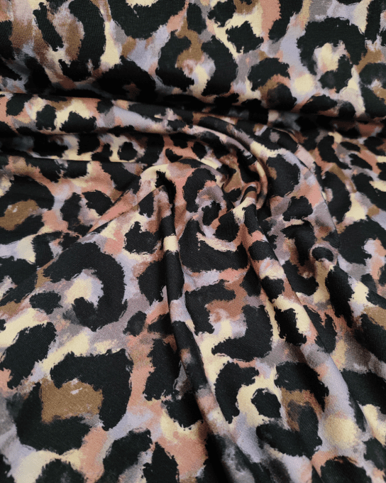 Jersey de Coton Léopard Poudré- par 10 cm 
