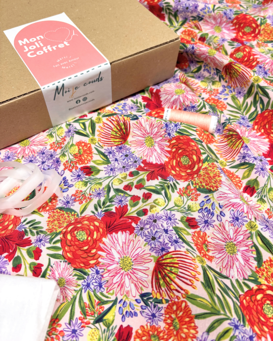 Mon Joli Coffret - La Robe Sorelle" Version longue " - Popeline de viscose Floréale Rose