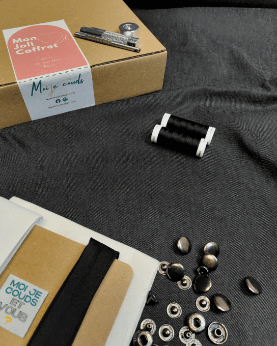 Mon Joli Coffret - La Veste Snap - Gabardine Stretch Noir - Pressions