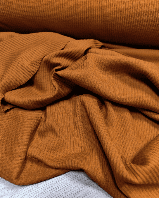 Jersey Douces Côtes Caramel - par 10 cm