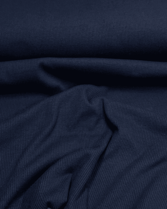 Jersey de Coton Fines Côtes Bleu Nuit - Coupon 1m