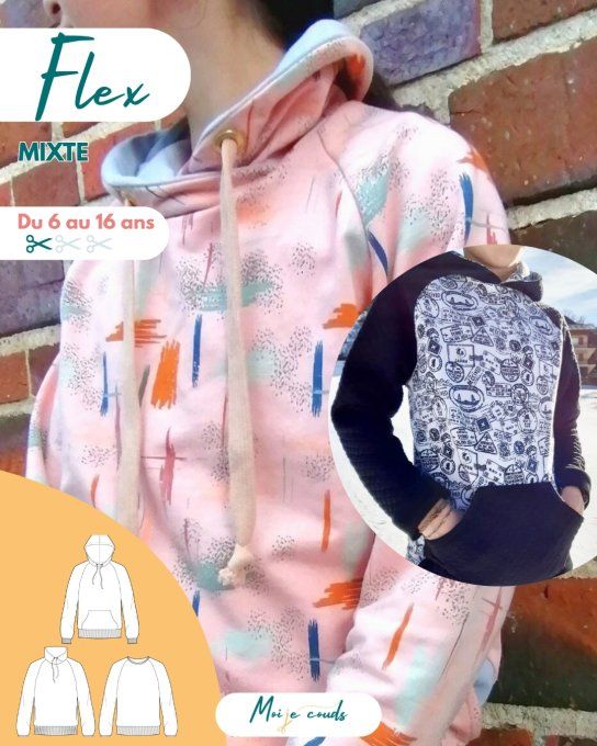 Patron SWEAT FLEX 6 -16 ans -VERSION POCHETTE-