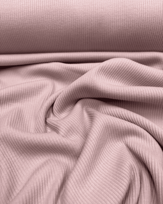 Jersey de Coton Fines Côtes Bois de Rose - par 10 cm 