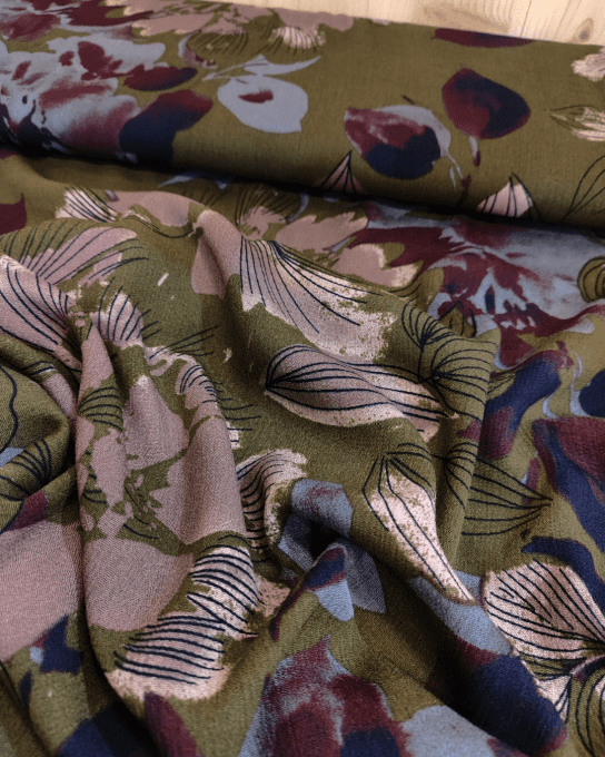 Crépon de Viscose Aota Kaki  - par 10cm