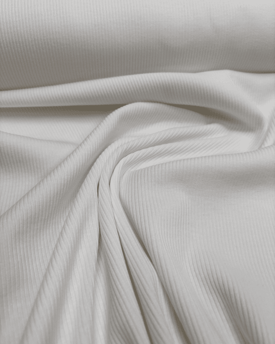 Jersey de Coton Fines Côtes Ecru- Coupon 1.10m