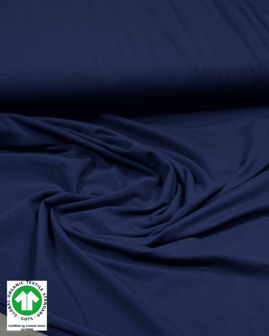 Jersey de Coton Bio Essentiel Bleu Nuit - par 10 cm