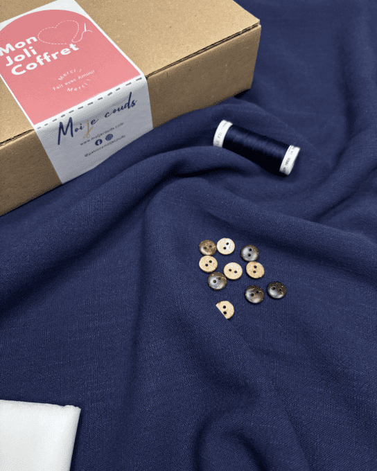 Mon Joli Coffret - La robe Aliz - Lin Viscose Lavé Bleu Nuit