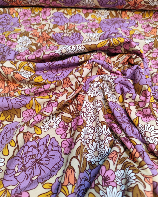 Jersey de Coton Tattoo Bloom - par 10 cm 