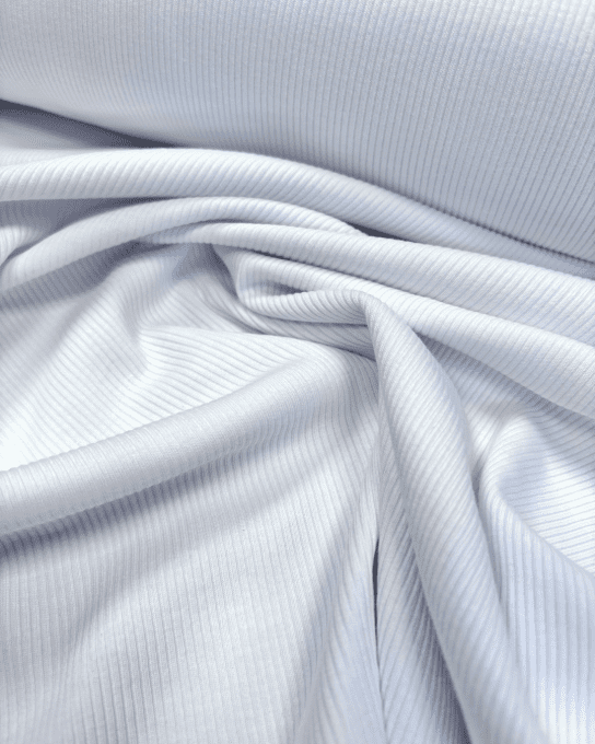 Jersey de Coton Fines Côtes Blanc - par 10 cm 