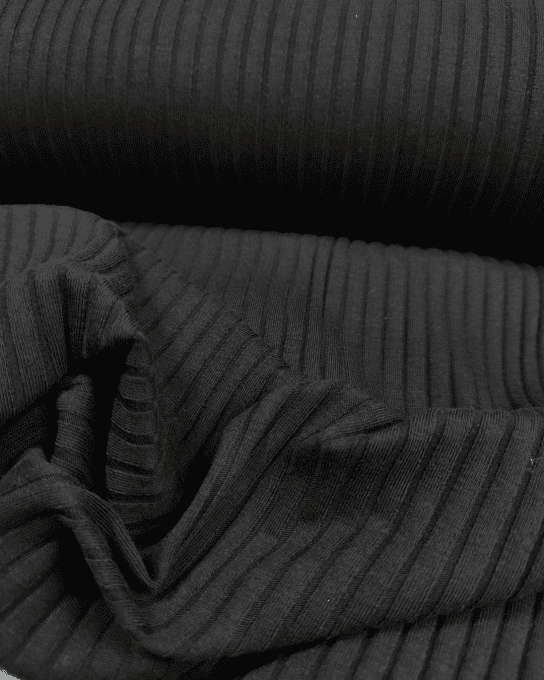 Jersey Côtelé Noir- par 10 cm