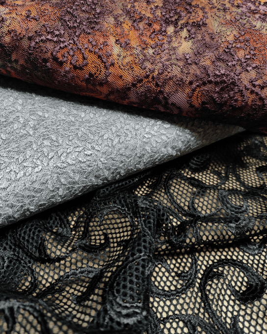 Dentelle sur Résille "Evanescence" - par 10 cm