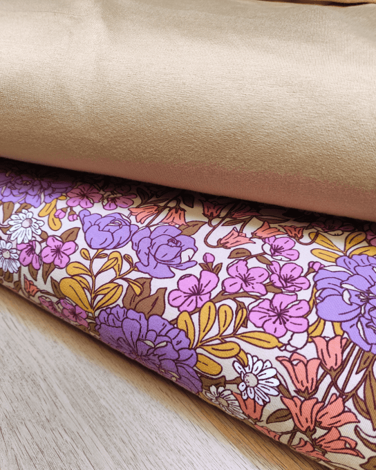 Jersey de Coton Tattoo Bloom Sable - Coupon 1.90m