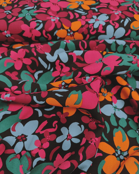 Popeline de Viscose Flower - par 10 cm