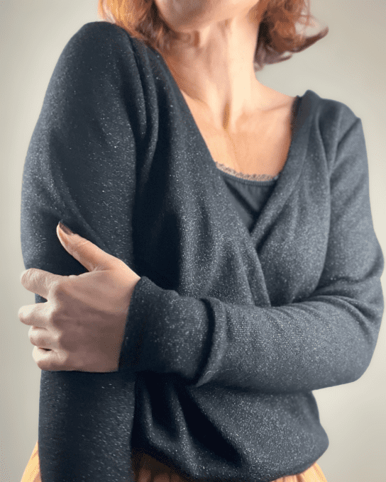 Maille Tricot Noir Lurex- par 10 cm 