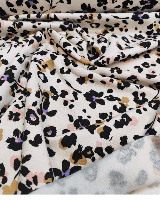  French Terry Brossé Panthère Poudrée - par 10 cm