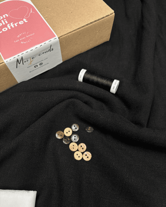 Mon Joli Coffret - La robe Aliz - Lin Viscose Lavé Noir Essentiel