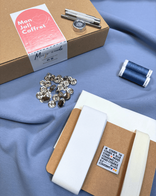 Mon Joli Coffret - La Veste Snap - Jersey Interlock de coton Denim - Pressions  