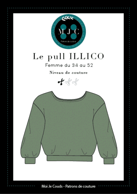 Patron Pull ILLICO  du 34 au 52 -VERSION POCHETTE-