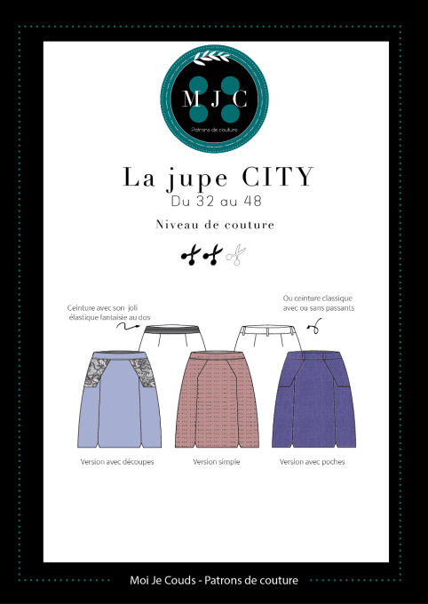  Patron la Jupe city du 32 au 48 -VERSION POCHETTE-