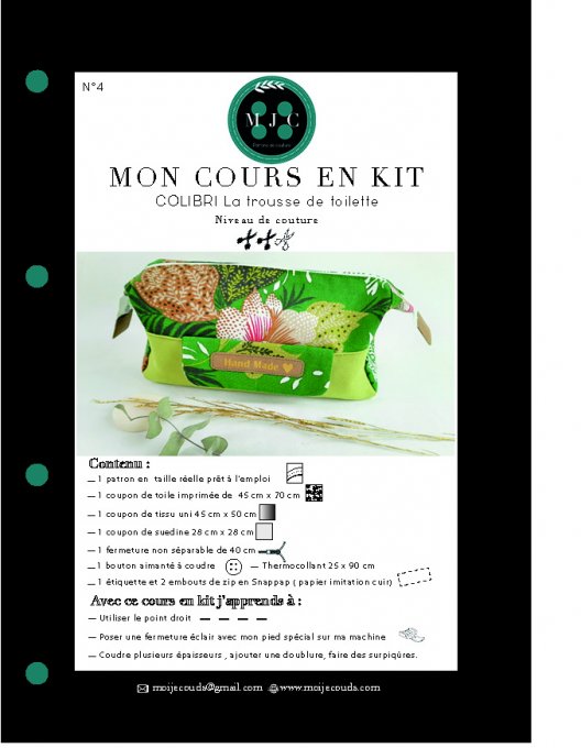 Cours en KIT n° 4- COLIBRI- La grande trousse de Toilette-